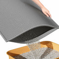 ESTHELLO Cat Litter Mat Large Honeycomb Double Layer Gray 36x30