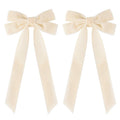 Aileam 2PCS Velvet Hair Bows Ivory Beige Big Fall Alligator Clips