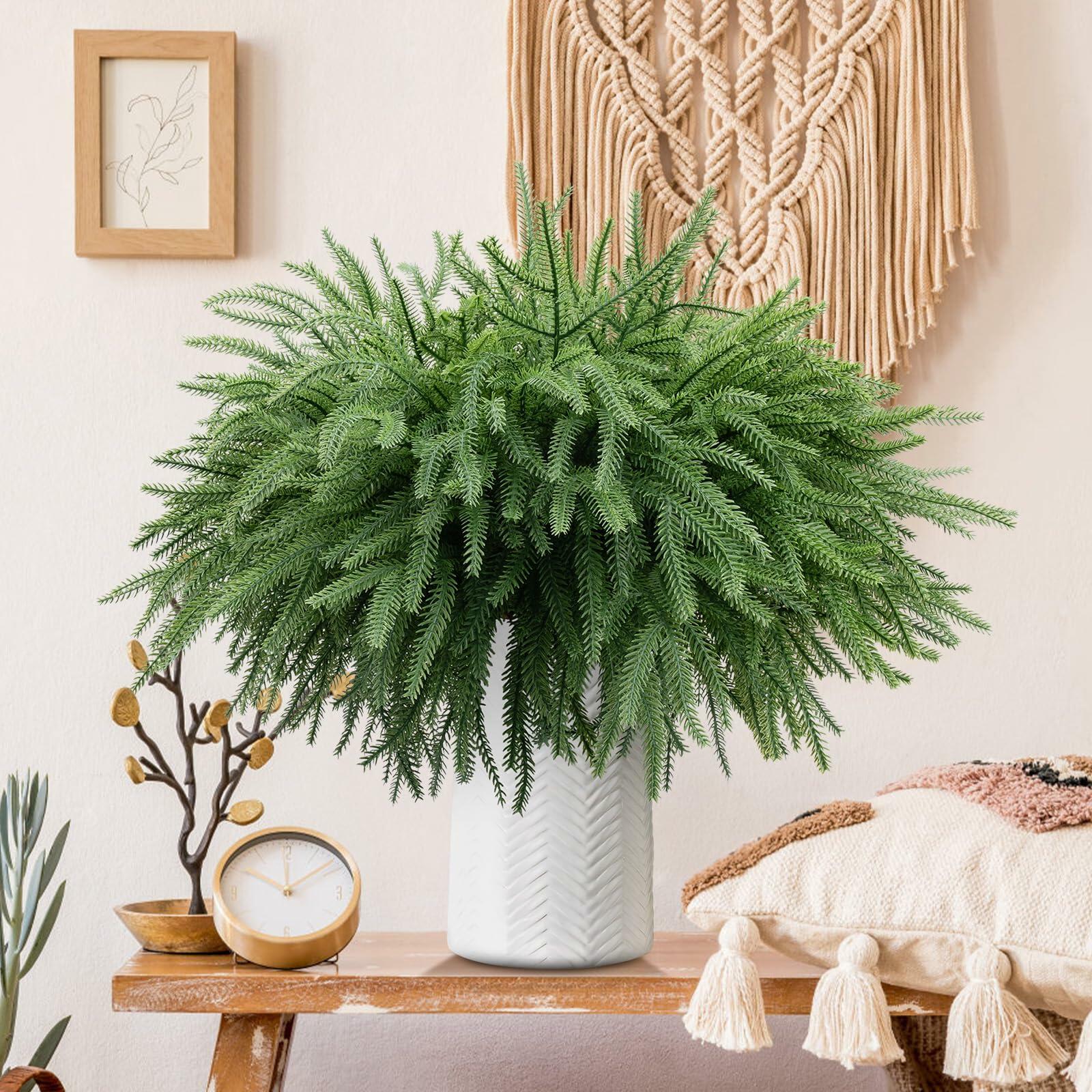 HUZIYAHAN Christmas Norfolk Pine Stems 18in Green Branches 8 Count