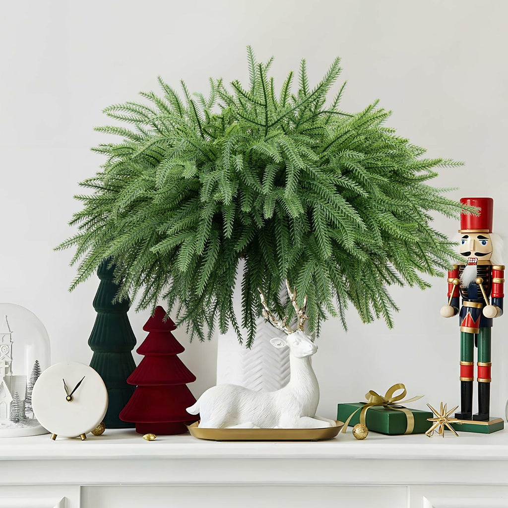 HUZIYAHAN Christmas Norfolk Pine Stems 18in Green Branches 8 Count