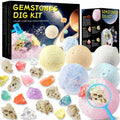 Hiawbon Gemstones Dig Kit 6 Planets 12 Skulls 18 Gems Space Kit