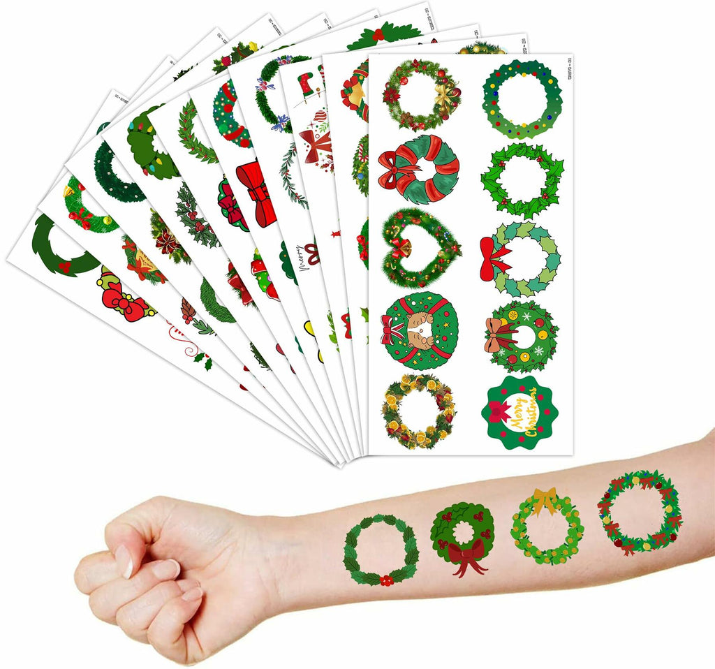 MeoIsDaBest Merry Christmas Temporary Tattoos Xmas Stickers 10 Sheets 100 PCS