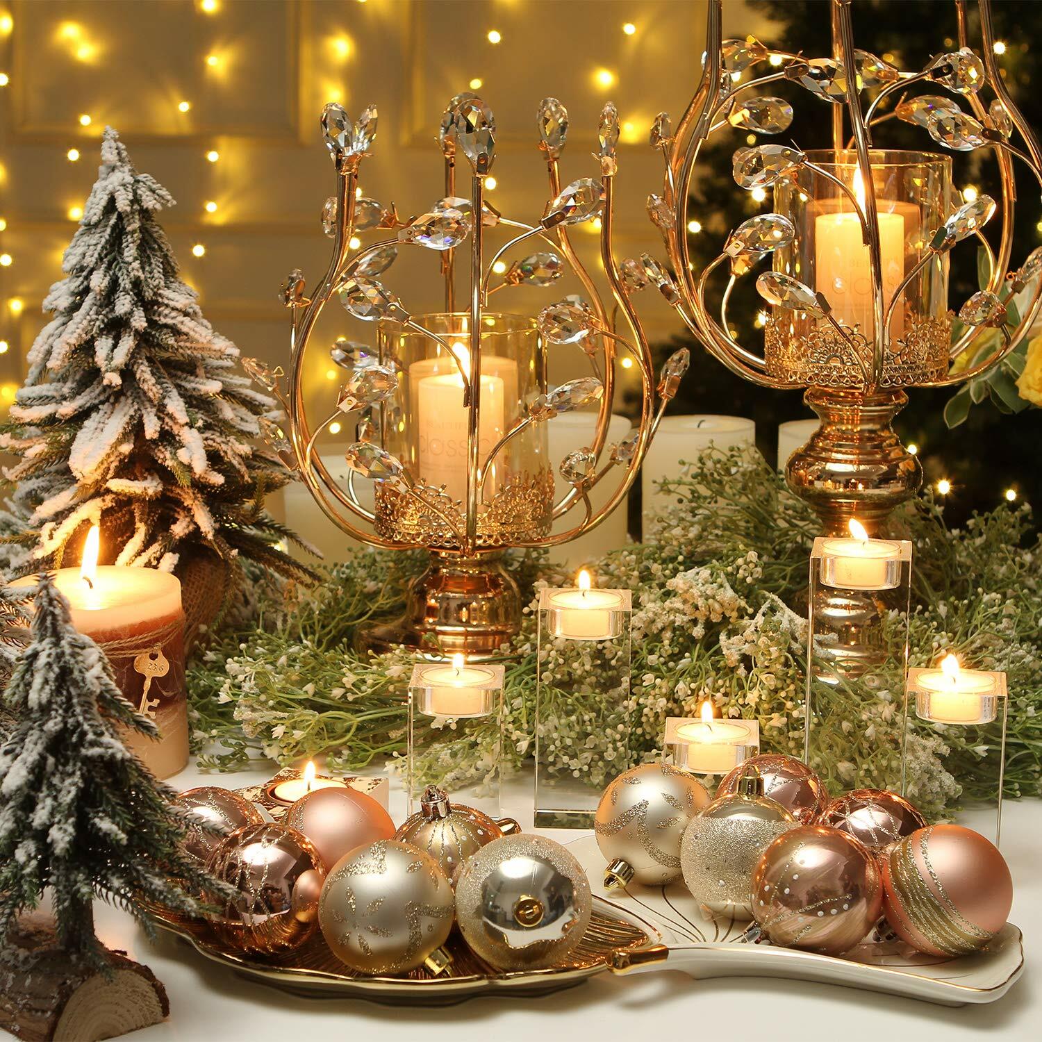 Sea Team 60mm Rose Gold Painted Sparkling Christmas Ornaments Balls 30pcs