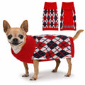 KCFESTIHUE Dog Sweater Plaid Knit Turtleneck Pullover Red Blue Size XS