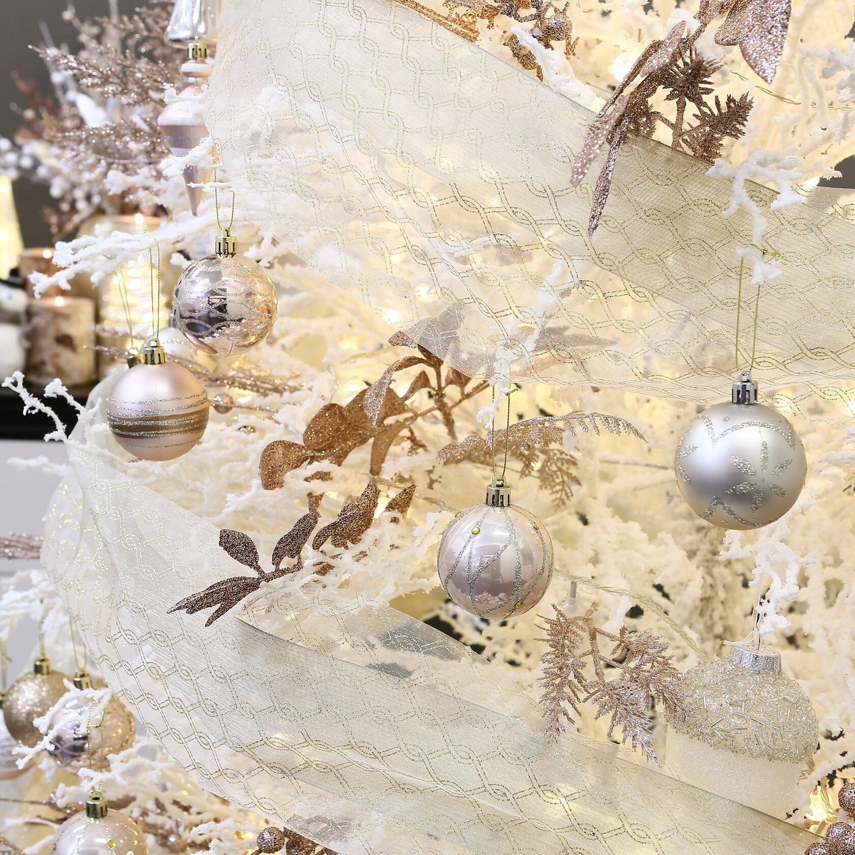Sea Team 60mm Rose Gold Painted Sparkling Christmas Ornaments Balls 30pcs