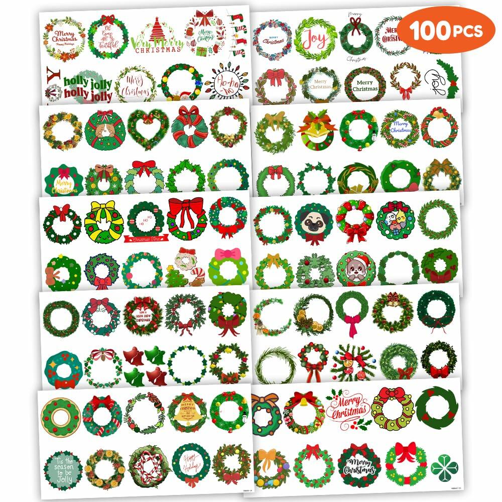 MeoIsDaBest Merry Christmas Temporary Tattoos Xmas Stickers 10 Sheets 100 PCS
