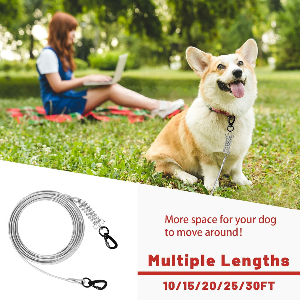 HaiYUAN Dog Tie Out Cable Steel Wire with Clips Blue 10-30 FT Heavy Duty