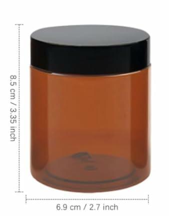 Caribbean Coastal Delights 8 OZ Amber Plastic Cosmetic Jars with Lids 3 Pack