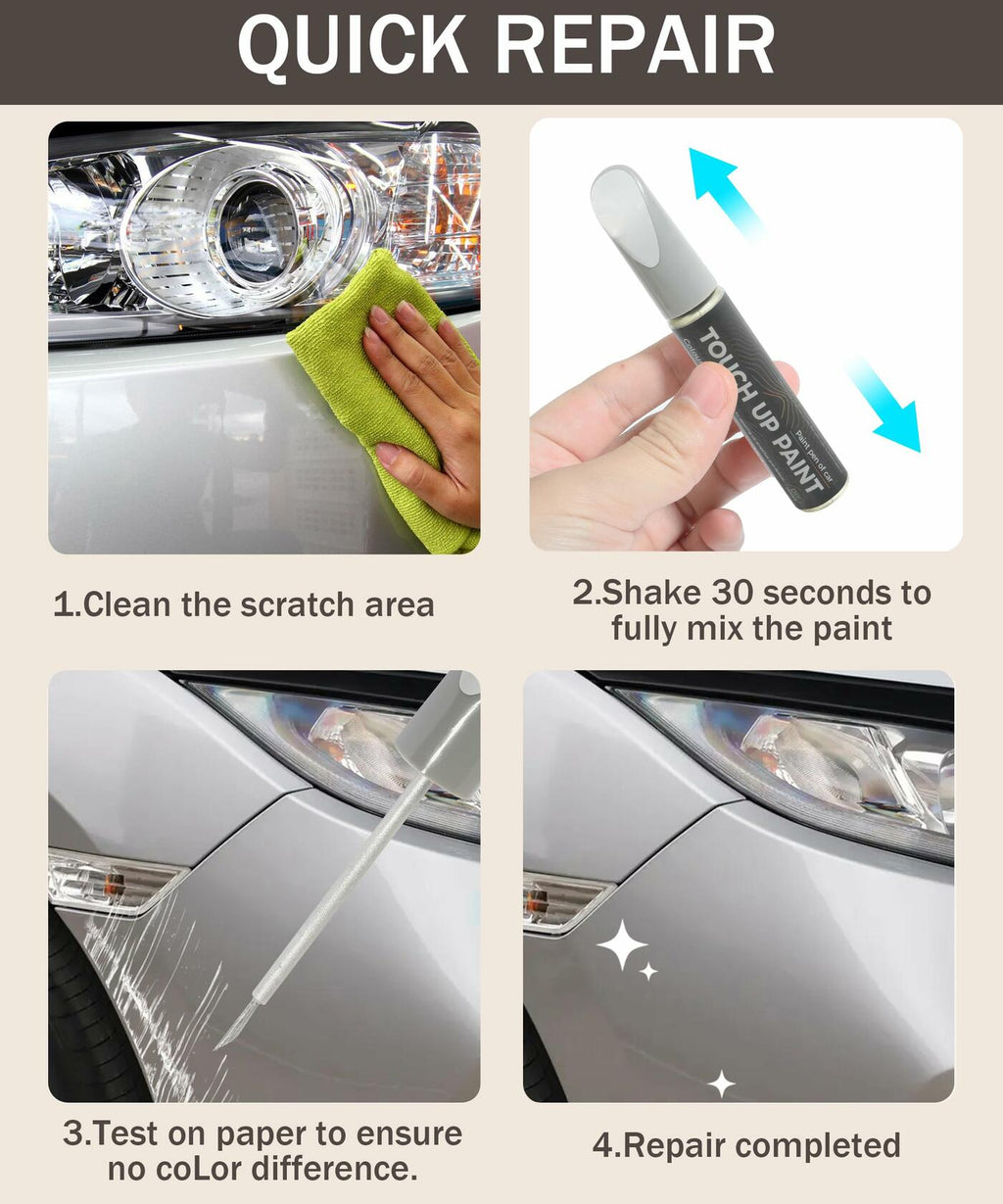 bylikeho Car Scratch Repair Paint Pen Silver Quick & Easy Touch Up