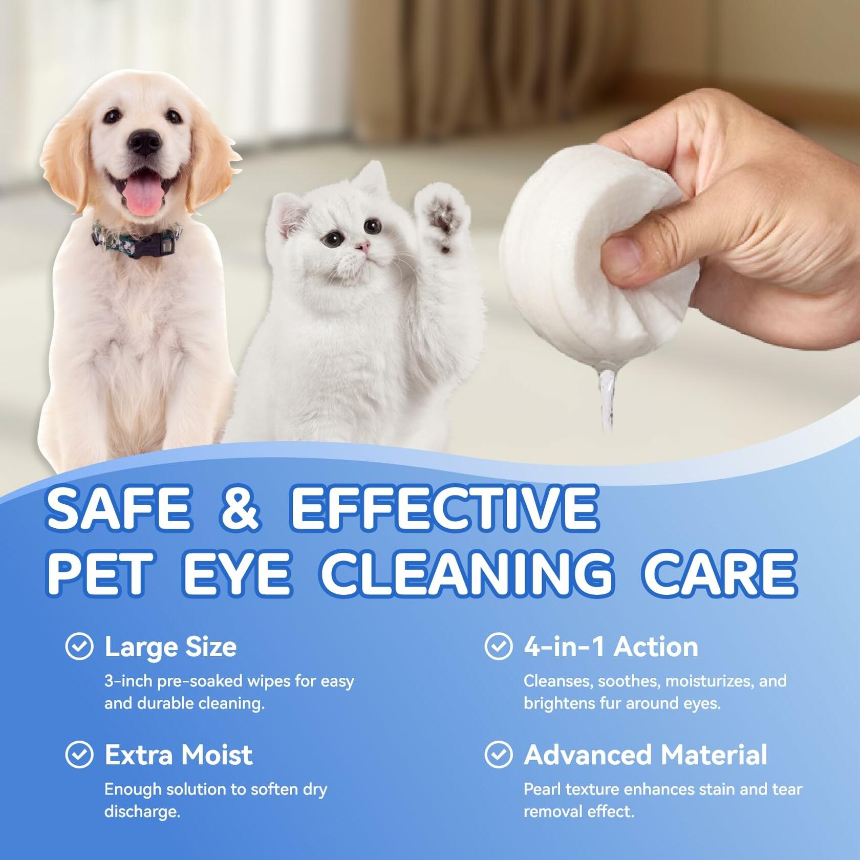 Opdent Dog Eye Wipes Tear Stain Remover 150pcs Extra Large 3.2"
