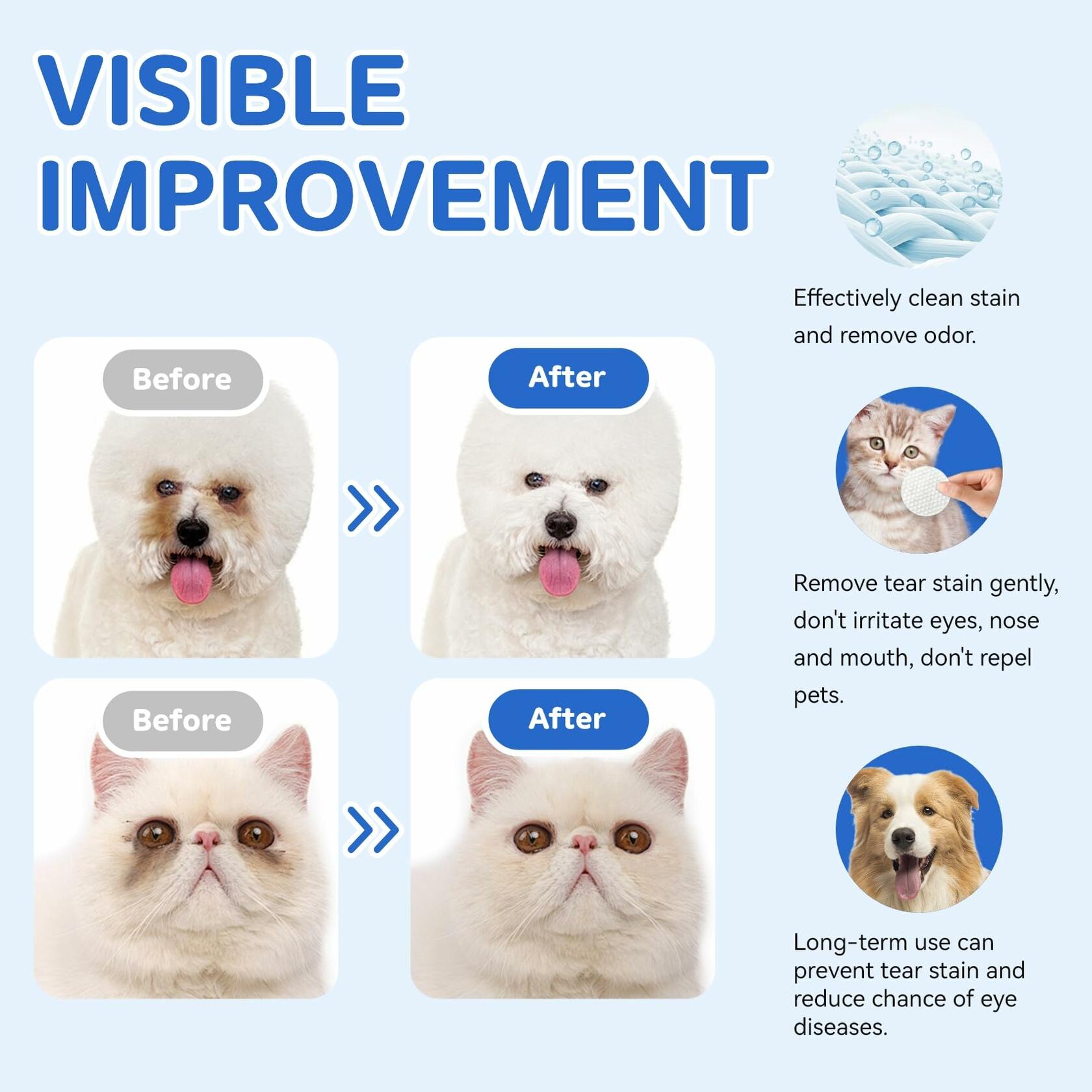 Opdent Dog Eye Wipes Tear Stain Remover 150pcs Extra Large 3.2"