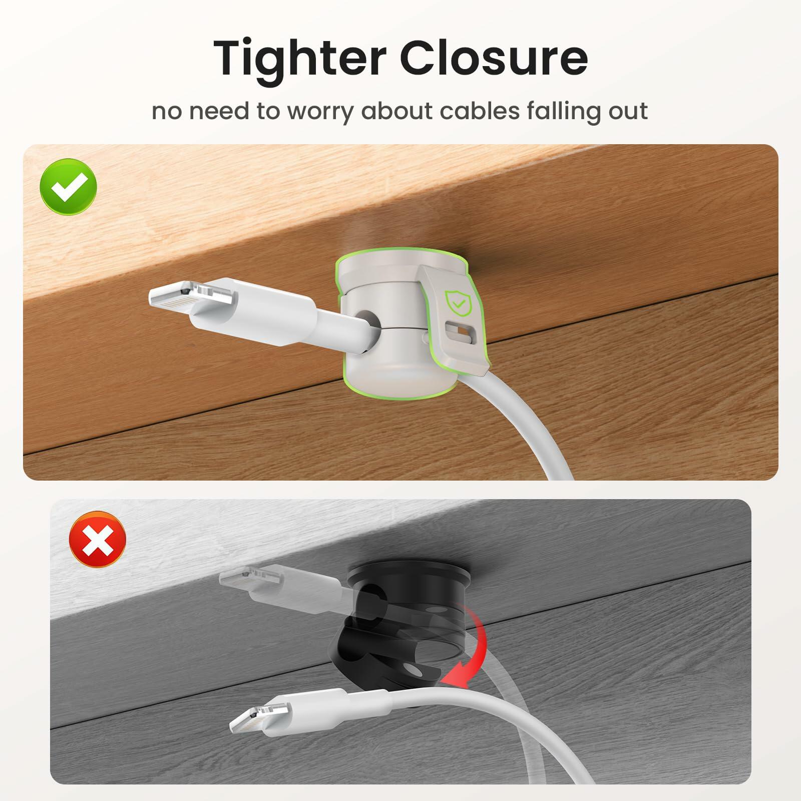 LOTUNY Cable Clips Adjustable Cord Holder White 8 Pack Adhesive
