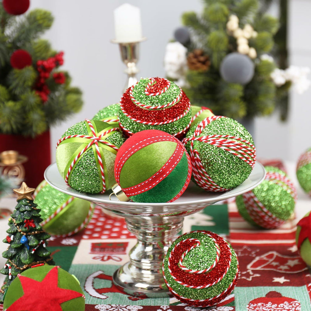 SY Super Bang Christmas Ball Ornaments 15PCS Red Green 80MM