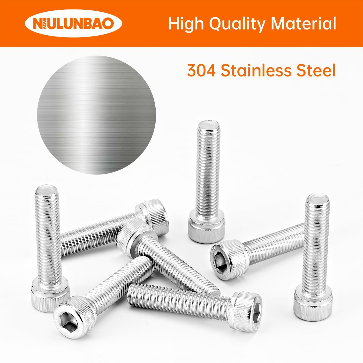 NIULUNBAO M10-1.5x80mm Hex Socket Head Cap Screw 304 Stainless Steel 6PCS Silver