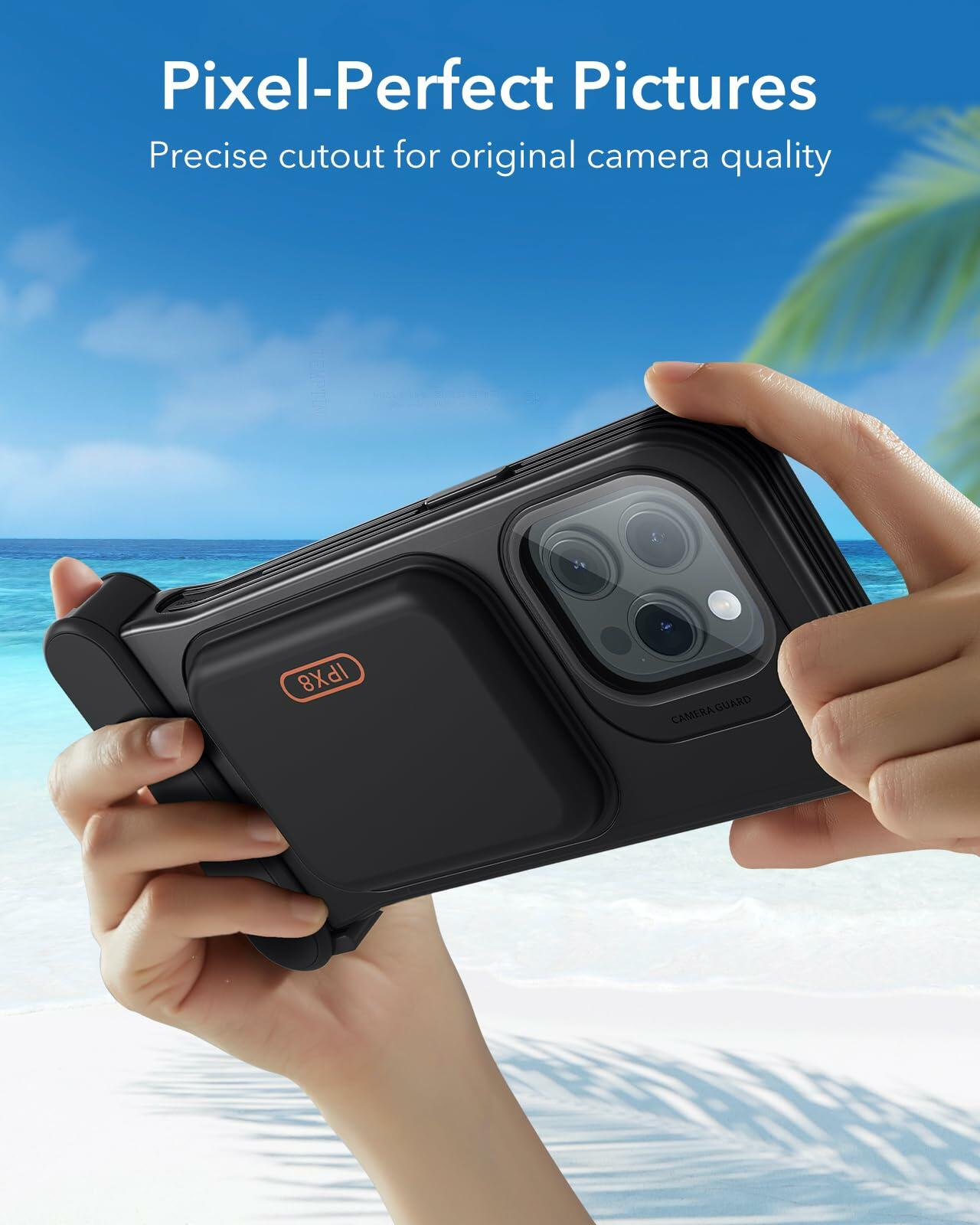 ESR Waterproof Phone Pouch for iPhone 13/14/15 Pro IPX8 2 Pack Black/Clear