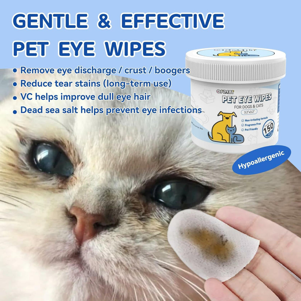 Opdent Dog Eye Wipes Tear Stain Remover 150pcs Extra Large 3.2"