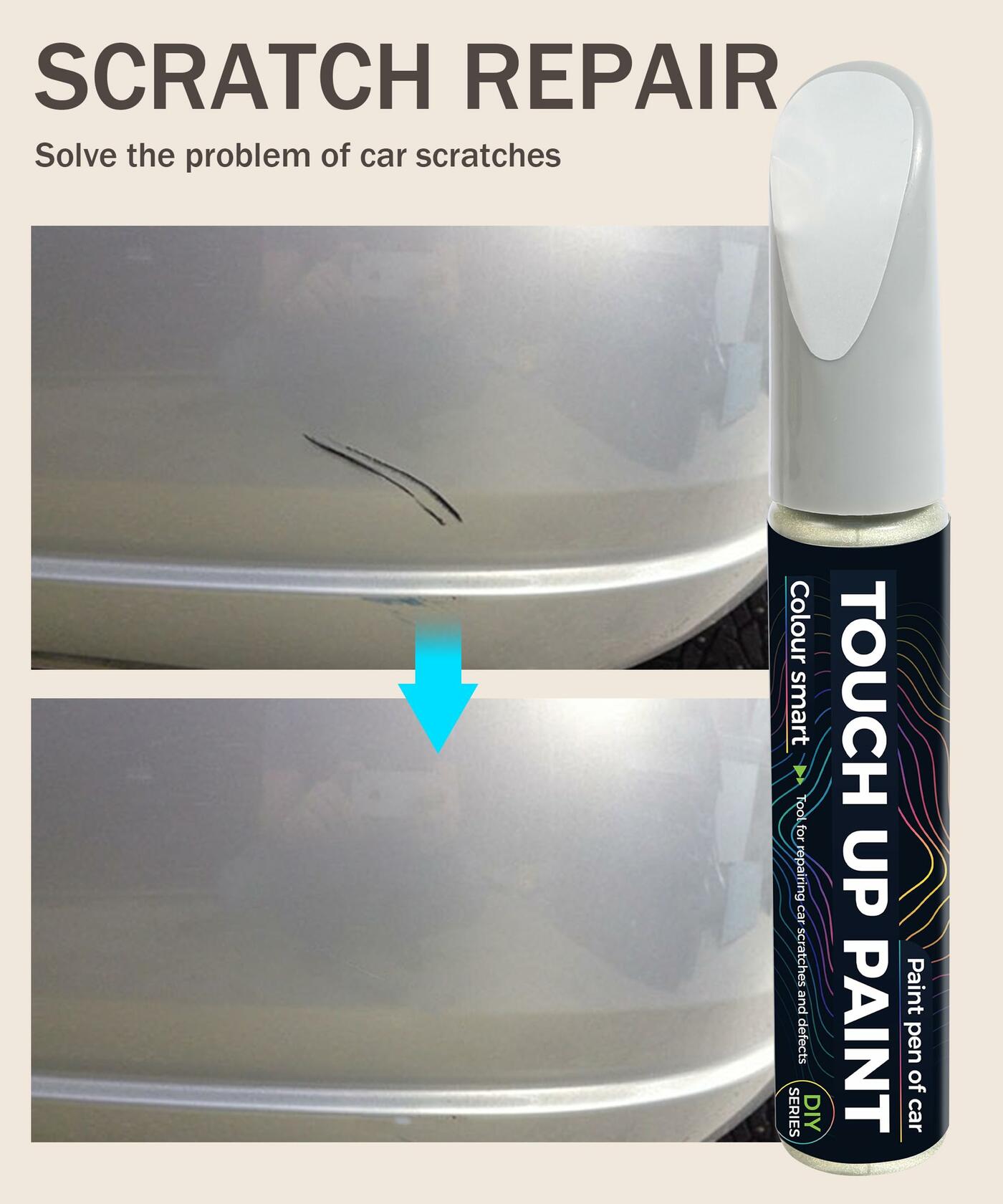 bylikeho Car Scratch Repair Paint Pen Silver Quick & Easy Touch Up