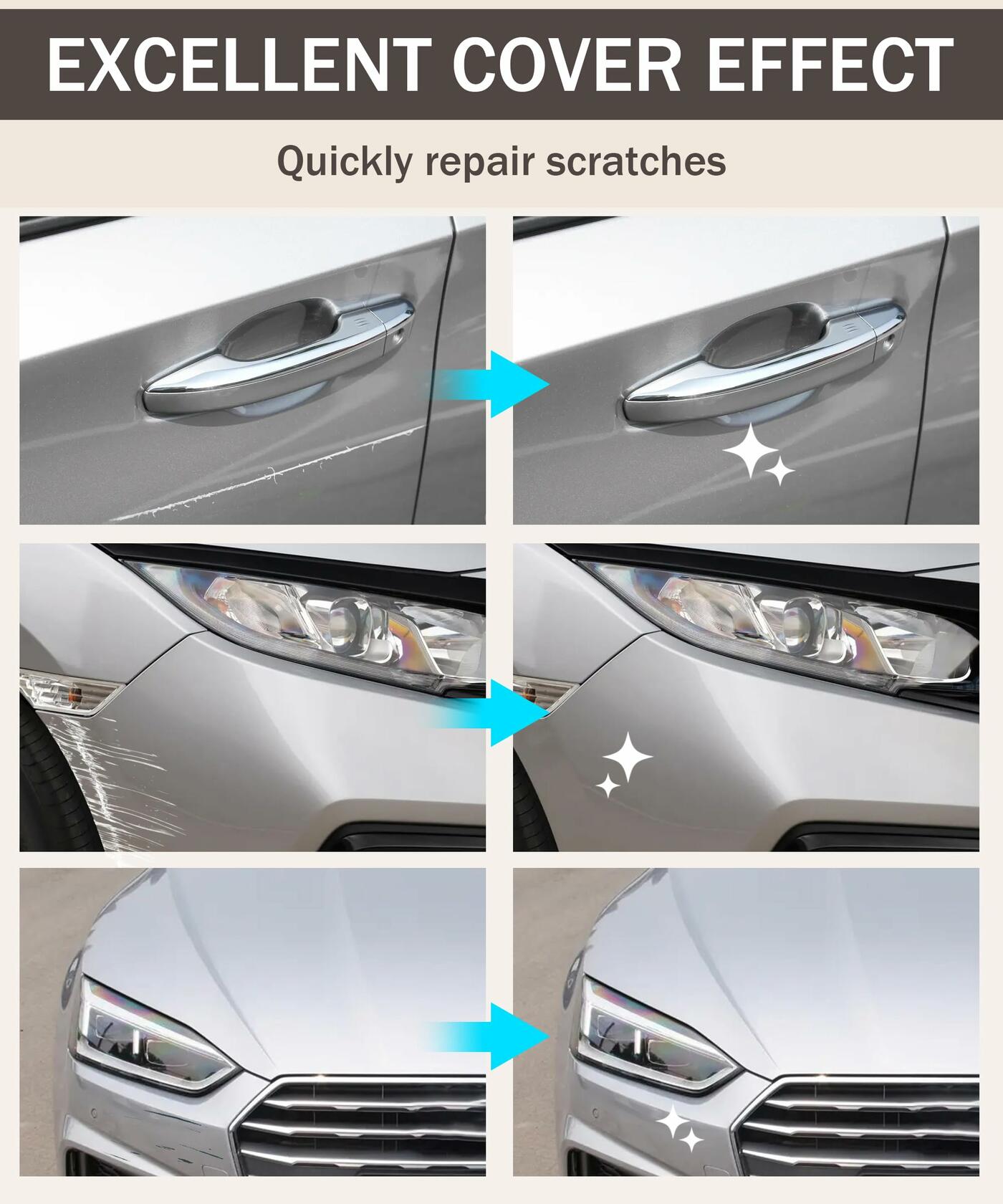 bylikeho Car Scratch Repair Paint Pen Silver Quick & Easy Touch Up