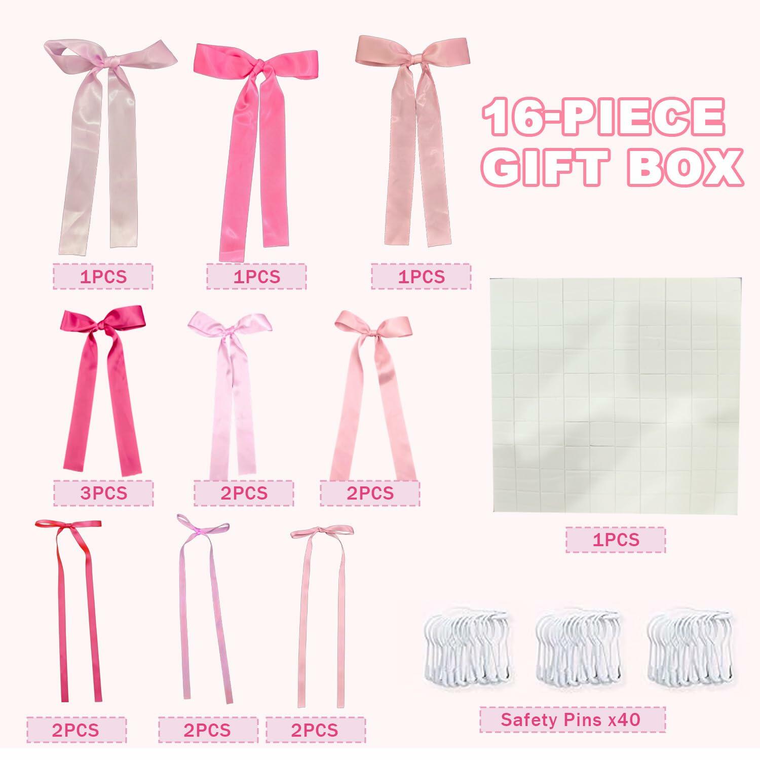 YCZYCZ Pink Satin Bow Wall Decor Garland 24PCS DIY Party Decorations
