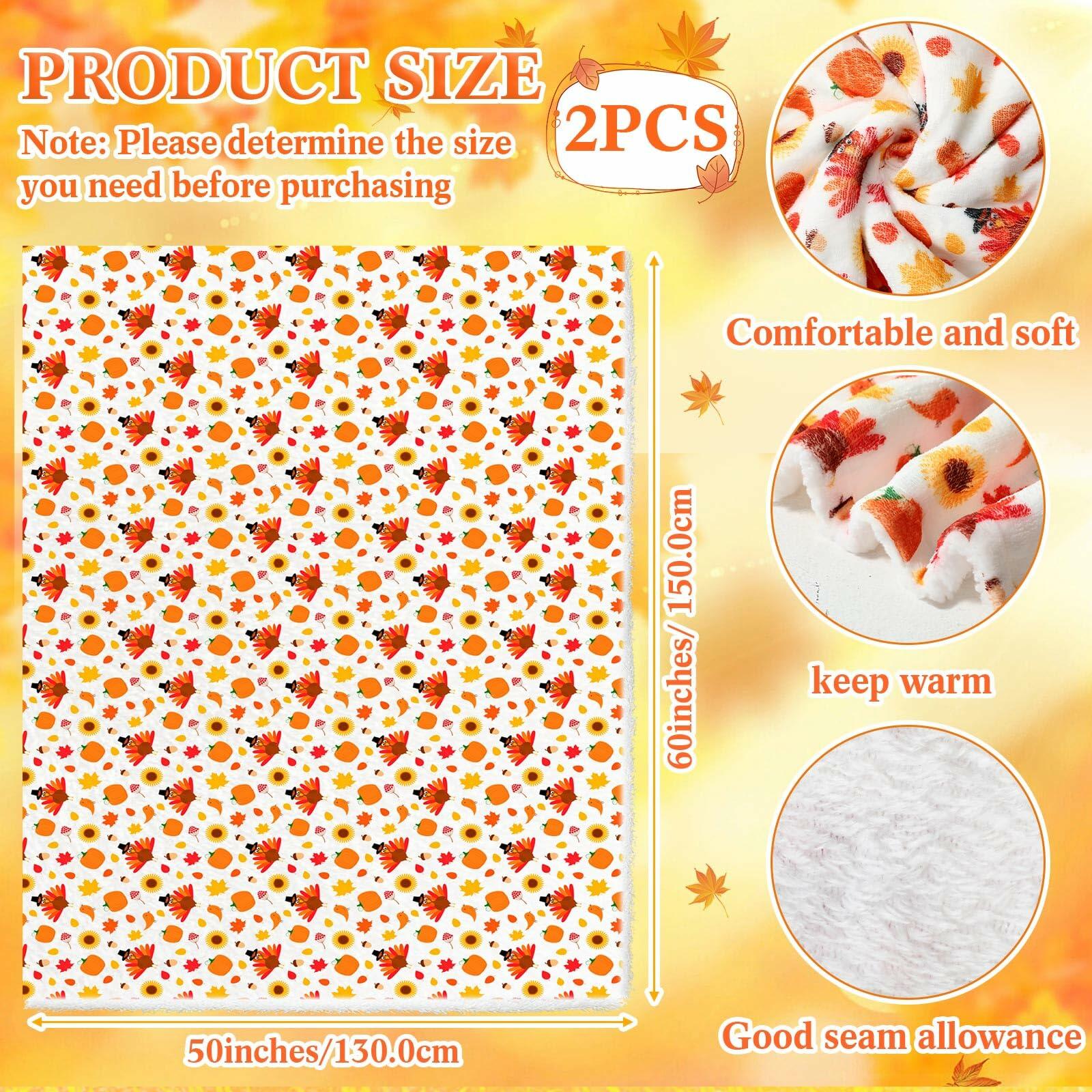 Fanfanwin 2 Pc Pumpkin Flannel Sherpa Throw Blanket 51x59 Multicolor Fall