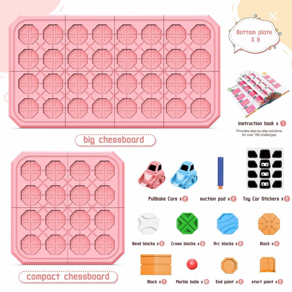 fygurso Logic Road Builder STEM Toy Puzzle Pink 32PCS Brain Teaser Game