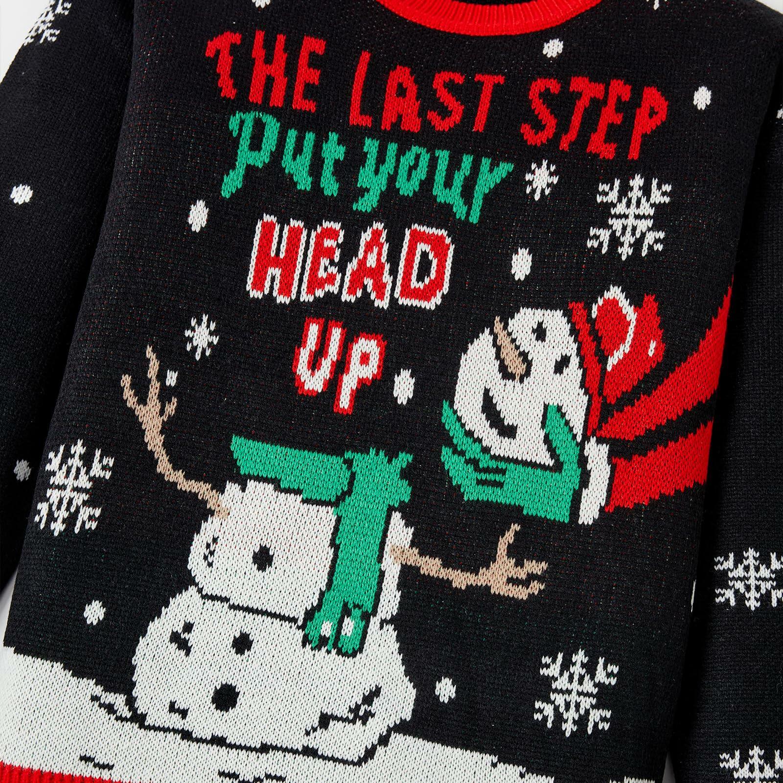 IFFEI Ugly Christmas Sweater Funny Snowman Knit Pullover Acrylic Size XL