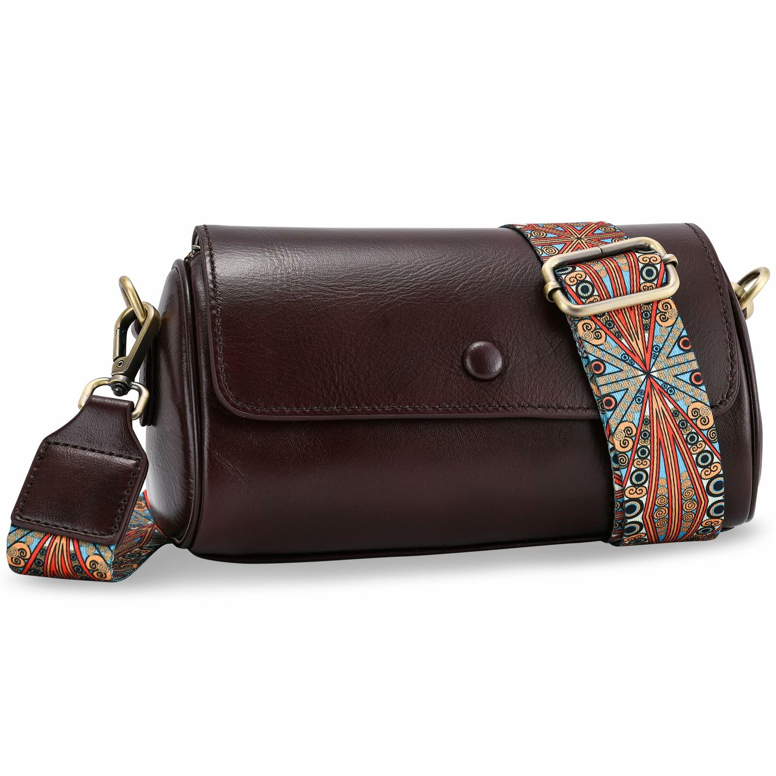 Yonami Genuine Leather Crossbody Purse Small Wine Versatile Everyday