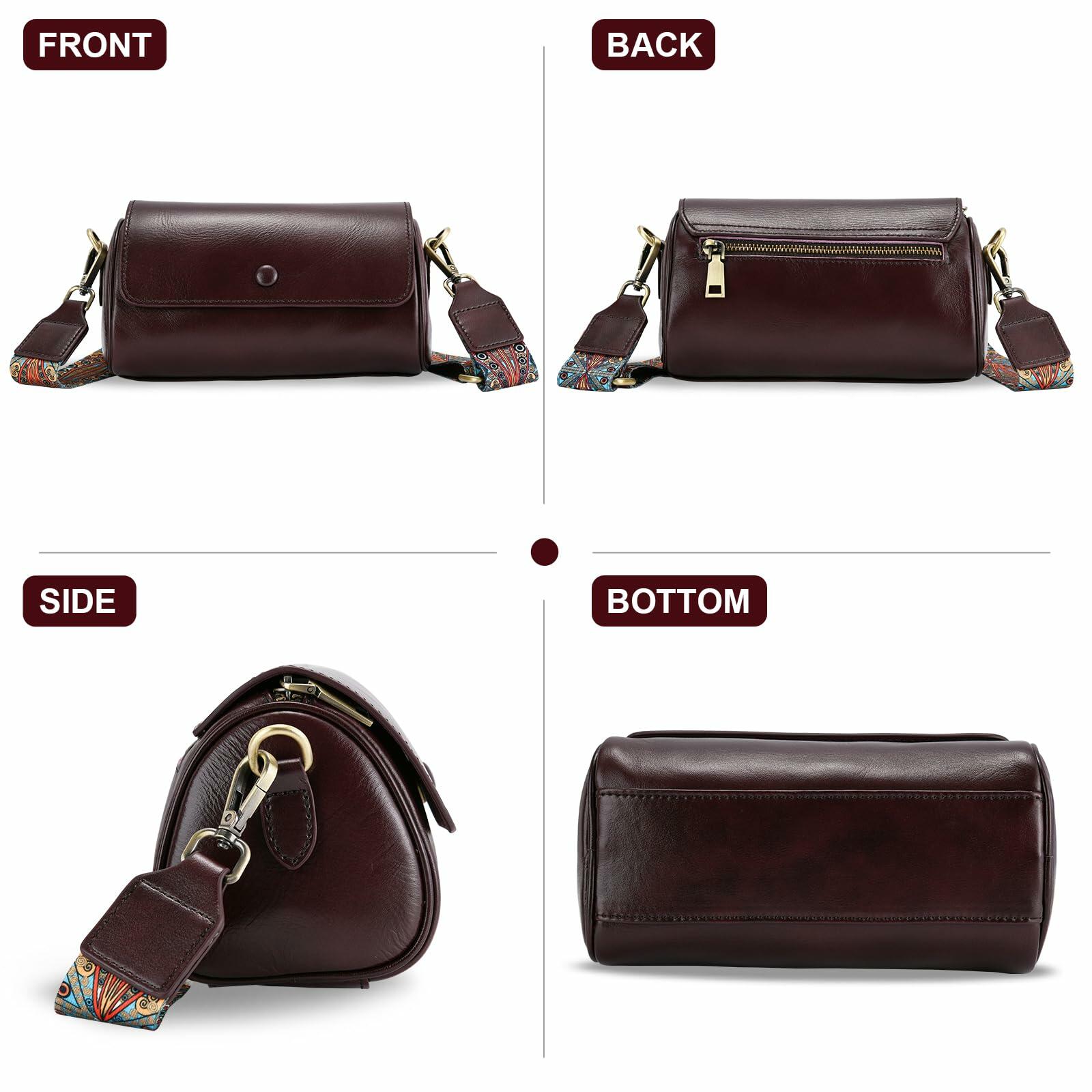 Yonami Genuine Leather Crossbody Purse Small Wine Versatile Everyday
