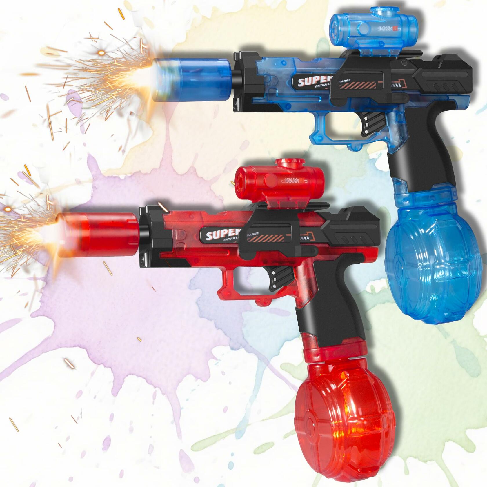 EMERBU Electric Squirt Water Gun Aqua Series LED Light High Speed 2pcs