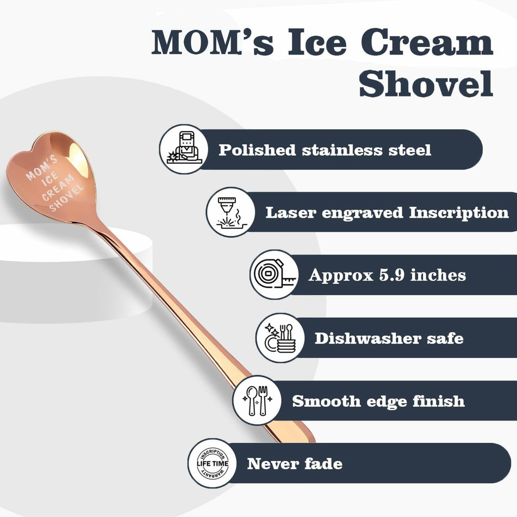 stormroo Engraved Stainless Steel Ice Cream Scoop Spoon Gift for Mom