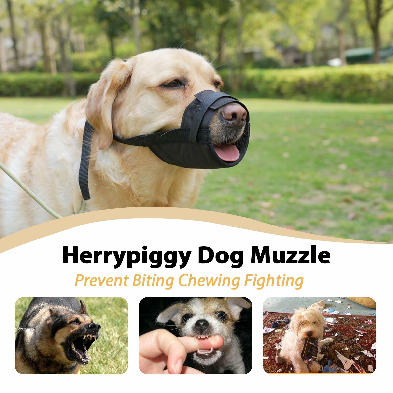 Herrypiggy Dog Muzzle Oxford Breathable Mouth Cover Khaki Size XXS
