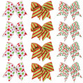 PEMIDA 12 Pcs Wave Stripe Christmas Bows 5 Inch Red Green Dots