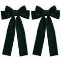 Miroksh Velvet Ribbon Hair Bows Clips Dark Green 2pcs 5.5 Inch