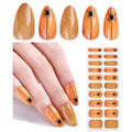 HBGAYLYH Halloween Semi Cured Gel Nail Stickers Orange Spider 20 Pieces