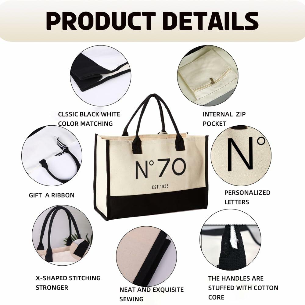 QLSKO Birthday Gift Canvas Tote Bag for Women Beach Party Keepsake