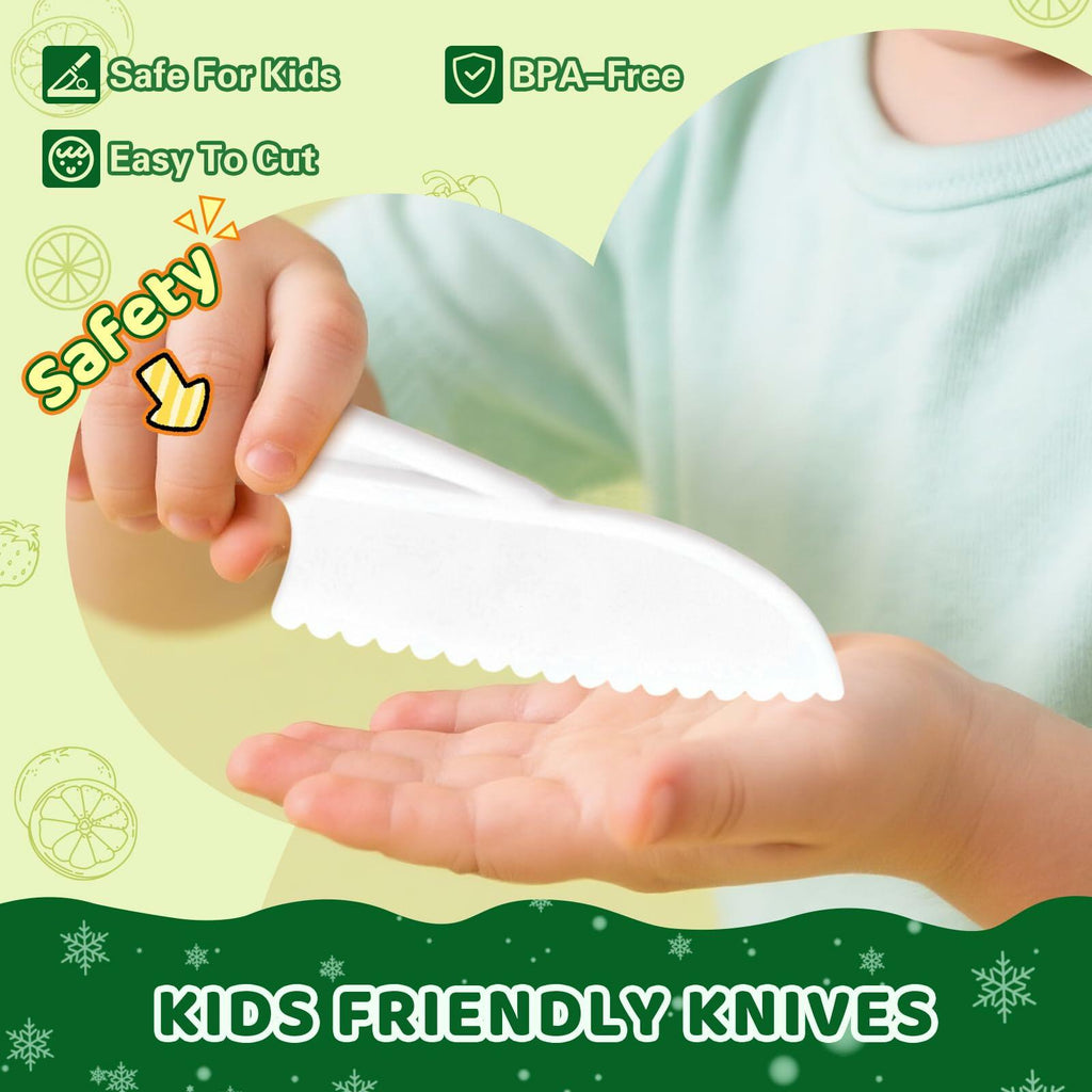Suhctuptx 28PCS Toddler Knife Set Kids Kitchen Knives Crocodile Color Safe
