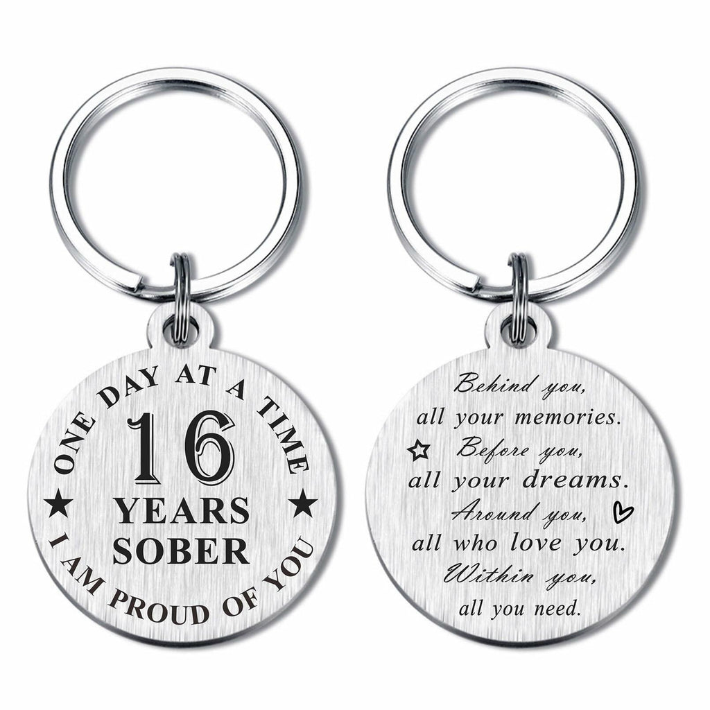 Alotozo 16 Year Sobriety Keychain AA Recovery Gift Men Women