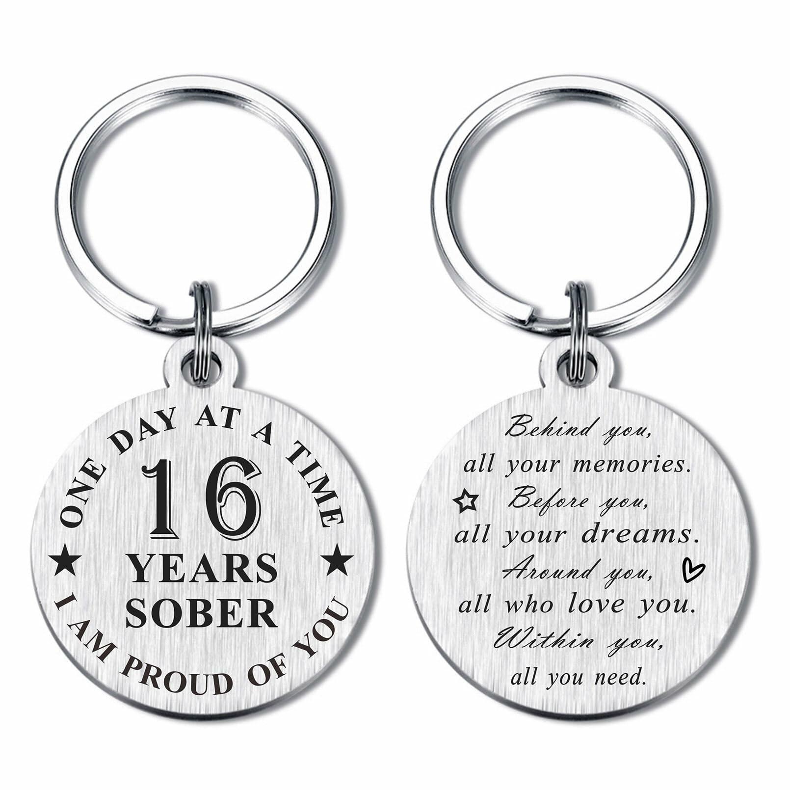 Alotozo 16 Year Sobriety Keychain AA Recovery Gift Men Women