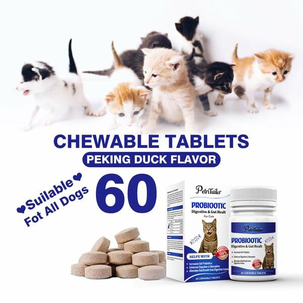 PetriTailor Probiotics for Cats Digestive Enzymes Prebiotics Gut Immune Support