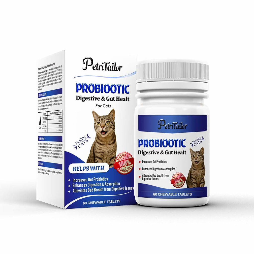 PetriTailor Probiotics for Cats Digestive Enzymes Prebiotics Gut Immune Support