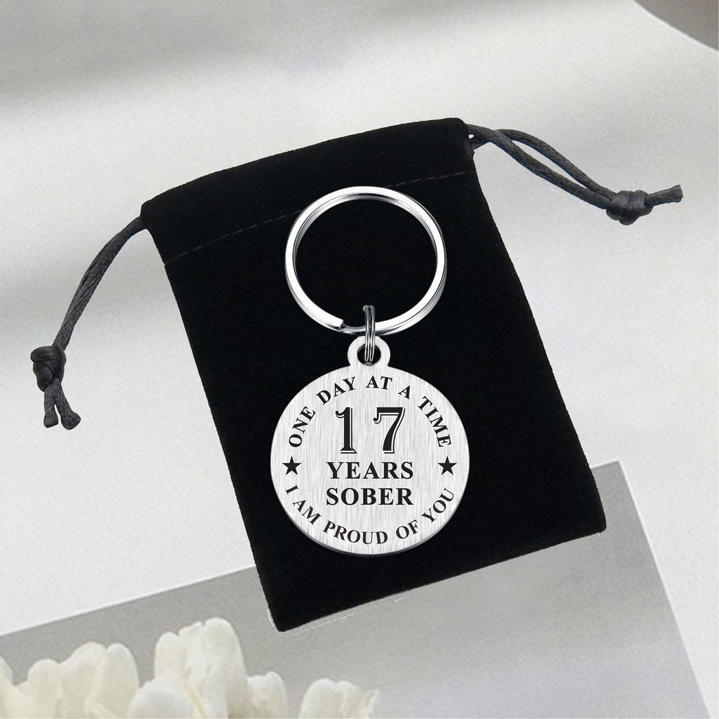 Alotozo 17 Year Sobriety Keychain AA Recovery Gift Men Women