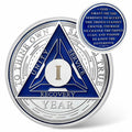 Recovery Triangle Sobriety Coin Silver Roman Numeral Size 1-40 NA AA