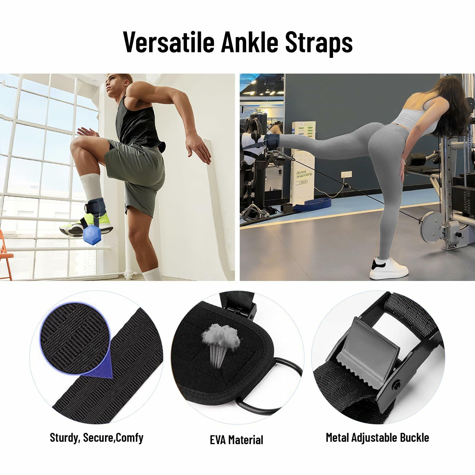 Fosegei Monkey Foot Ankle Straps Dumbbell Cable Machine Black Single