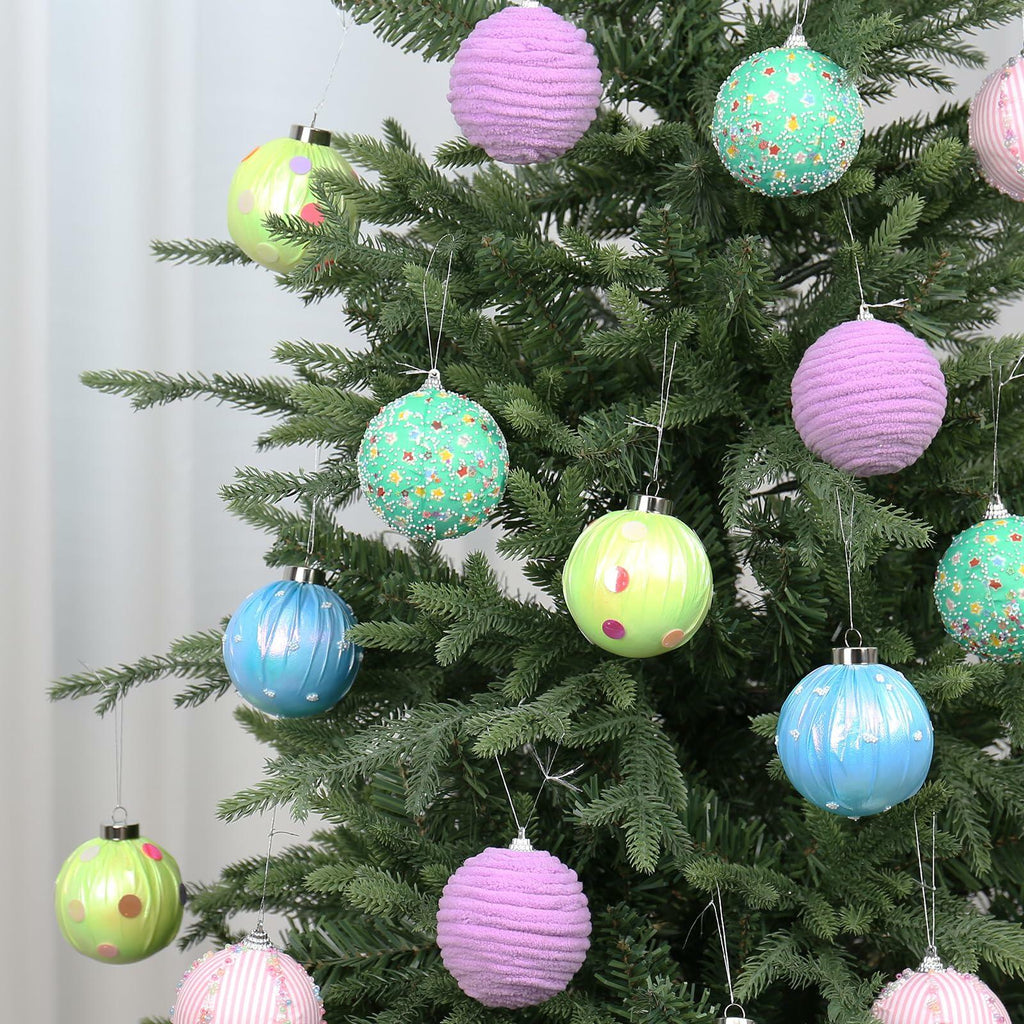 SY Super Bang 15PCS Christmas Ornaments Set 8CM Macaroon Colorful Plastic
