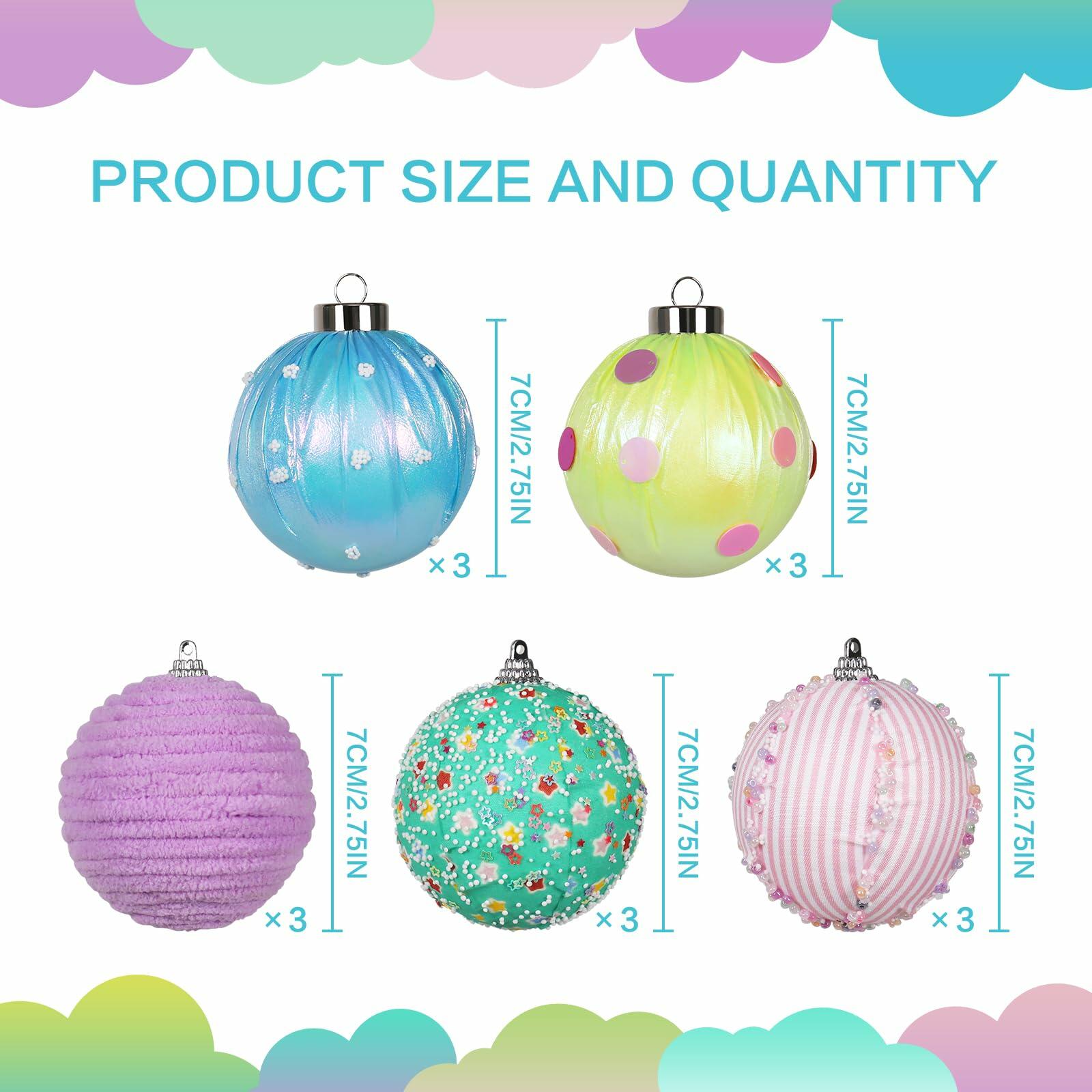 SY Super Bang 15PCS Christmas Ornaments Set 8CM Macaroon Colorful Plastic