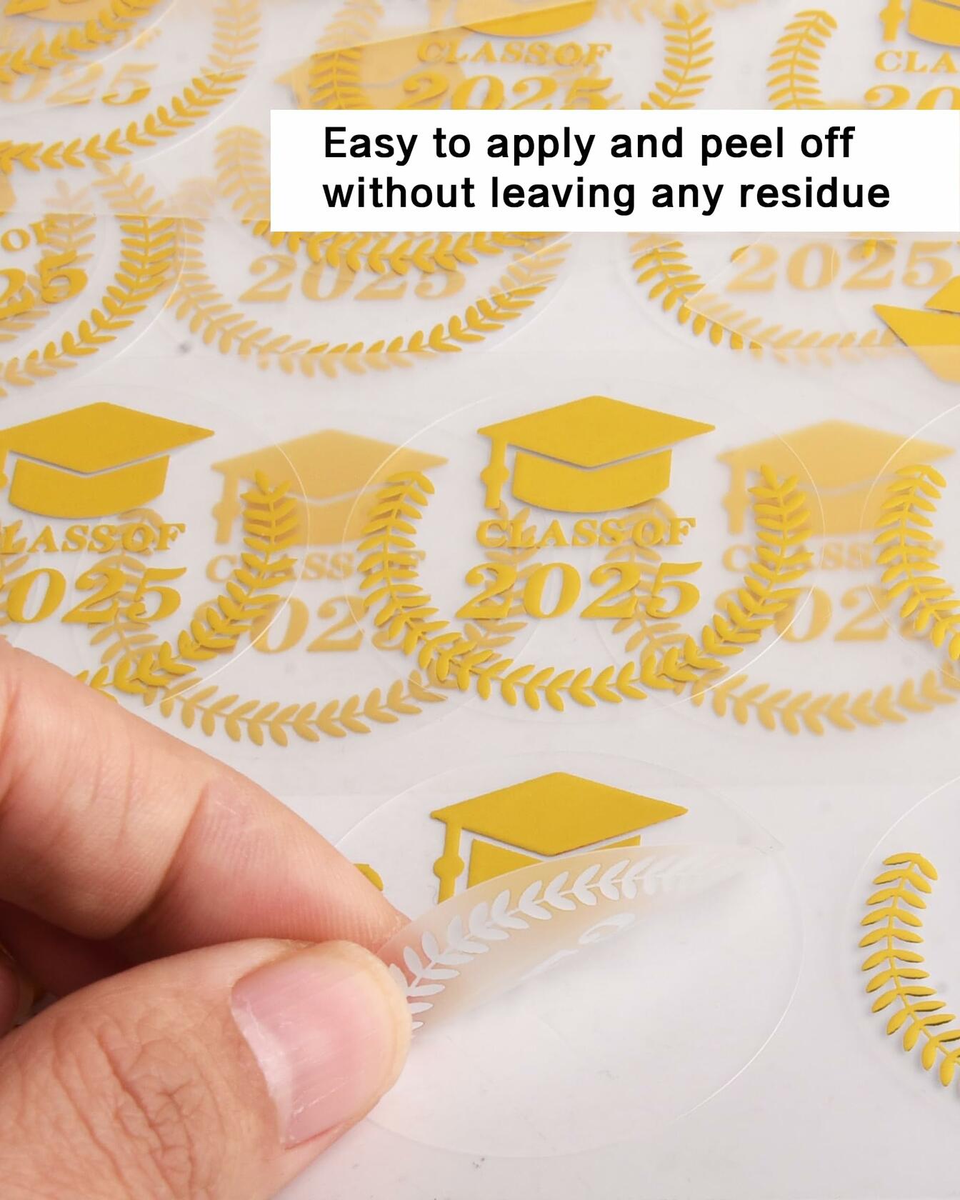 Lollutdotu 100PCS Graduation Stickers Class of 2025 Gold Foil Seals 1.6 inch