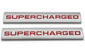 ChezMax 2Pcs 3D Raised Supercharged Car Emblem Badge Sticker Silver Red