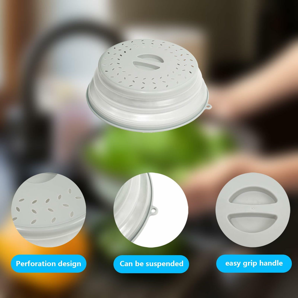 ICEICE Microwave Splatter Cover BPA-Free Vented Lid with Gloves Grey 1Pc