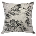 Zaueky Old Village Cotton Linen Pillow Case Black White 18x18 Inch
