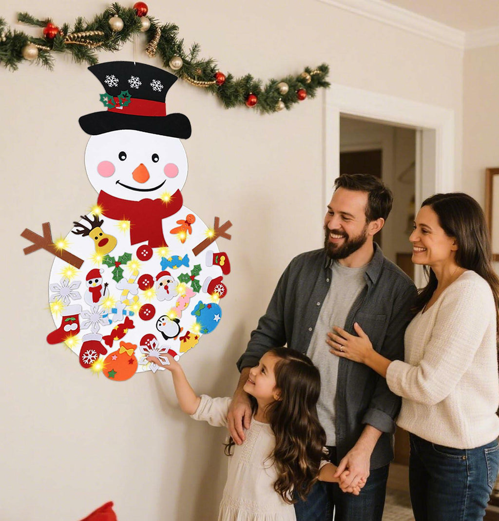 PEACELOVER DIY Felt Christmas Snowman Game Set 3.2ft White 36 Ornaments